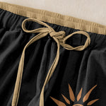 Buddha Stones Cotton Boho Sun Swirl Pattern Women's Elastic Waist Pants With Pockets