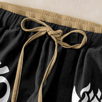 Buddha Stones Pure Cotton White OM And Lotus Pattern Women's Elastic Waist Pants With Pockets