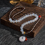 Buddha Stones Ice Obsidian And White Chalcedony Peace Buckle Serenity Multi Wrap Bracelet