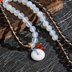 Buddha Stones Ice Obsidian And White Chalcedony Peace Buckle Serenity Multi Wrap Bracelet