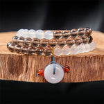 Buddha Stones Ice Obsidian And White Chalcedony Peace Buckle Serenity Multi Wrap Bracelet