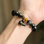 Buddha Stones Rainbow Obsidian Gourd Protection Vintage Chinese Bracelet