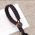 Buddha Stones Ebony Wood Cute Cat Grounding Hand Carved Peace Keychains