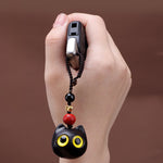 Buddha Stones Ebony Wood Cute Cat Grounding Hand Carved Peace Keychains