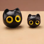 Buddha Stones Ebony Wood Cute Cat Grounding Hand Carved Peace Keychains