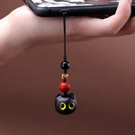 Buddha Stones Ebony Wood Cute Cat Grounding Hand Carved Peace Keychains