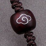 Buddha Stones Red Sandalwood Infinite Knot Eternity Rope Pendant Necklace