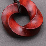 Buddha Stones Red Sandalwood Infinite Knot Eternity Rope Pendant Necklace