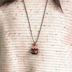 Buddha Stones Ebony Wood Red Sandalwood Lucky Cat Adjustable Balance Necklace