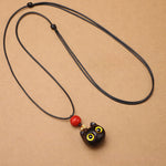 Buddha Stones Ebony Wood Red Sandalwood Lucky Cat Adjustable Balance Necklace