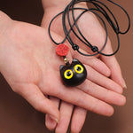 Buddha Stones Ebony Wood Red Sandalwood Lucky Cat Adjustable Balance Necklace