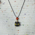 Buddha Stones Ebony Wood Red Sandalwood Lucky Cat Adjustable Balance Necklace