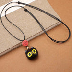 Buddha Stones Ebony Wood Red Sandalwood Lucky Cat Adjustable Balance Necklace