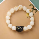 Buddha Stones Bodhi Seed Ebony Wood Cat Paw Purity Wisdom Bracelet