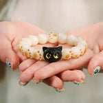 Buddha Stones Bodhi Seed Ebony Wood Cat Paw Purity Wisdom Bracelet
