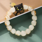 Buddha Stones Bodhi Seed Ebony Wood Cat Paw Purity Wisdom Bracelet