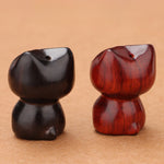 Buddha Stones Ebony Wood Red Sandalwood Cute Cat Calm Necklace