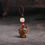 Buddha Stones Green Sandalwood Elephant STRENGTH Braided Keychains