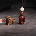 Buddha Stones Green Sandalwood Elephant STRENGTH Braided Keychains