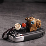 Buddha Stones Green Sandalwood Elephant STRENGTH Braided Keychains