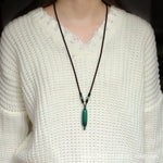 Buddha Stones Green Agate Red Agate Balance Braided Oval Pendant Necklace