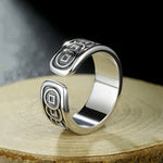Buddha Stones Tibetan Copper Plated With Silver Yellow Jambhala Protection Adjustable Ring