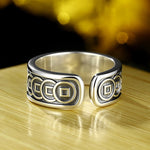 Buddha Stones Tibetan Copper Plated With Silver Yellow Jambhala Protection Adjustable Ring