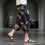 Buddha Stones Summer Casual Boho Floral Capri Pants Men's Tapered Pants With Pockets