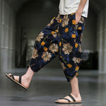 Buddha Stones Summer Casual Boho Floral Capri Pants Men's Tapered Pants With Pockets