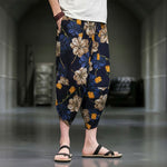 Buddha Stones Summer Casual Boho Floral Capri Pants Men's Tapered Pants With Pockets