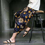 Buddha Stones Summer Casual Boho Floral Capri Pants Men's Tapered Pants With Pockets