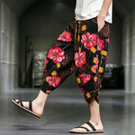 Buddha Stones Summer Casual Boho Floral Capri Pants Men's Tapered Pants With Pockets