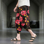 Buddha Stones Summer Casual Boho Floral Capri Pants Men's Tapered Pants With Pockets