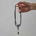Buddha Stones Black Obsidian Protection Handcrafted Round Tassel 108 Bead Mala