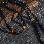 Buddha Stones PiXiu Rainbow Obsidian Black Obsidian Wealth Hand Carved Bead Bracelet