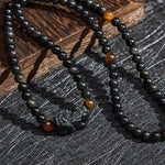 Buddha Stones PiXiu Rainbow Obsidian Black Obsidian Wealth Hand Carved Bead Bracelet