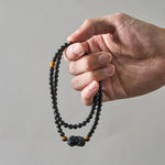 Buddha Stones PiXiu Rainbow Obsidian Black Obsidian Wealth Hand Carved Bead Bracelet