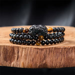 Buddha Stones PiXiu Rainbow Obsidian Black Obsidian Wealth Hand Carved Bead Bracelet