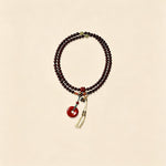 Buddha Stones Red Sandalwood Peace Buckle Protection Hand-Woven 108 Bead Mala