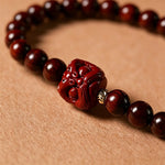 Buddha Stones Red Sandalwood Peace Buckle Protection Hand-Woven 108 Bead Mala