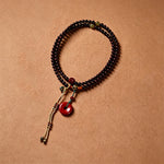 Buddha Stones Red Sandalwood Peace Buckle Protection Hand-Woven 108 Bead Mala