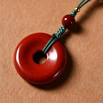 Buddha Stones Red Sandalwood Peace Buckle Protection Hand-Woven 108 Bead Mala