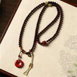 Buddha Stones Red Sandalwood Peace Buckle Protection Hand-Woven 108 Bead Mala