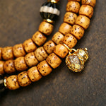 Buddha Stones Star Moon Bodhi Seed Fox Gourd Wisdom Tibetan Handmade 108 Bead Mala