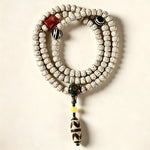 Buddha Stones Star Moon Bodhi Seed Dzi Bead Wisdom Hand-Woven Tibetan 108 Bead Mala
