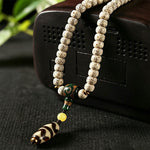 Buddha Stones Star Moon Bodhi Seed Dzi Bead Wisdom Hand-Woven Tibetan 108 Bead Mala