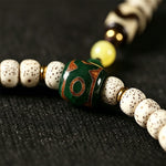 Buddha Stones Star Moon Bodhi Seed Dzi Bead Wisdom Hand-Woven Tibetan 108 Bead Mala