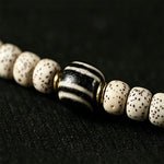 Buddha Stones Star Moon Bodhi Seed Dzi Bead Wisdom Hand-Woven Tibetan 108 Bead Mala