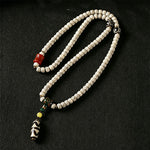 Buddha Stones Star Moon Bodhi Seed Dzi Bead Wisdom Hand-Woven Tibetan 108 Bead Mala