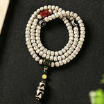 Buddha Stones Star Moon Bodhi Seed Dzi Bead Wisdom Hand-Woven Tibetan 108 Bead Mala